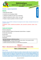 Identifier et nommer quelques solides - Séquence - Fiche de préparation : Primaire 2 - PDF à imprimer