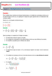 Multiplications de fractions - Cours : Secondaire 2 - PDF à imprimer