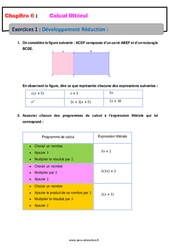 Développement Réduction - Révisions - Calcul littéral - Exercices avec correction : Secondaire 2 - PDF à imprimer