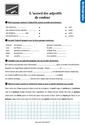 Accord des adjectifs de couleur - Exercices, révisions : Primaire 5 - PDF à imprimer