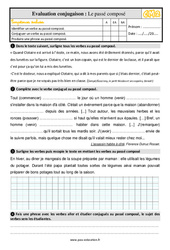 Le passé composé - Évaluation, bilan : Primaire 5 - PDF à imprimer
