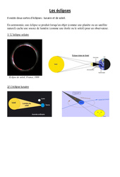 Eclipses - Cours, Leçon - Sciences : Primaire 4, 5 - PDF à imprimer
