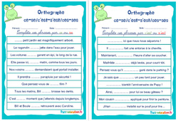Homophones grammaticaux (ce - se/c’est - s’est/ces - ses) - Rituels - Orthographe : Primaire 4, 5 - PDF à imprimer