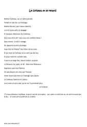 Le corbeau et le renard - Fable - Poésie : Primaire 5 - PDF à imprimer