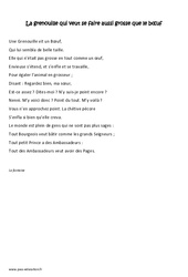 La grenouille qui veut se faire aussi grosse que le bœuf - Récit - Lecture : Primaire 5 - PDF à imprimer