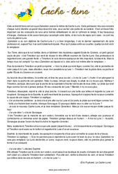 Cache lune - Récit - Lecture : Primaire 5 - PDF à imprimer