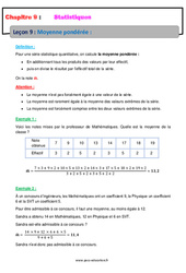 Moyenne pondérée - Cours sur les statistiques : Secondaire 2 - PDF à imprimer