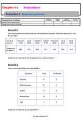 Moyenne pondérée - Examen Evaluation, bilan, contrôle avec la correction sur les statistiques : Secondaire 2 - PDF à imprimer