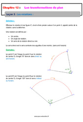 Les rotations - Cours sur les transformations du plan : Secondaire 2 - PDF à imprimer