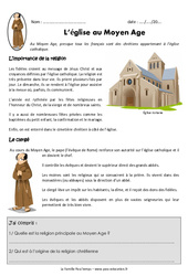 Eglise au Moyen Age - Exercices - Documentaire : Primaire 4 - PDF à imprimer
