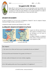 Guerre de 100 ans - Exercices - Documentaire : Primaire 4 - PDF à imprimer