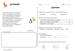 La fourmi - Poésie : Primaire 2 - PDF à imprimer