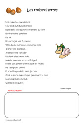 Les trois noisettes - Poésie : Primaire 3 - PDF à imprimer