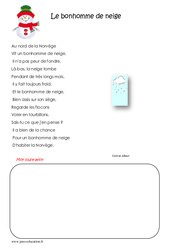Le bonhomme de neige - Poésie : Primaire 4 - PDF à imprimer