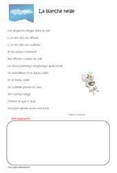 La blanche neige - Poésie : Primaire 5 - PDF à imprimer