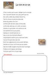 Le lion et le rat - Poésie : Primaire 5 - PDF à imprimer