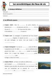 Caractéristiques des lieux de vie - Cours, Leçon : Primaire 4 - PDF à imprimer