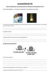 Propriétés de l'air - Exercices - Sciences : Primaire 4, 5 - PDF à imprimer
