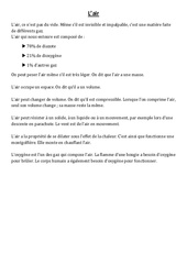 L'air - Cours, Leçon - Sciences : Primaire 4, 5 - PDF à imprimer