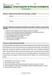 Byzance et l’Europe carolingienne - Examen Evaluation avec les corrections : Secondaire 1 - PDF à imprimer