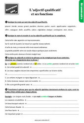 L’adjectif qualificatif et ses fonctions - Exercices, révisions avec les corrigés : Primaire 5 - PDF à imprimer