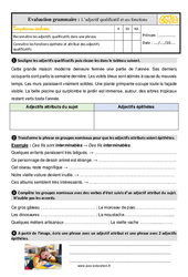 L’adjectif qualificatif et ses fonctions - Évaluation, bilan avec les corrections : Primaire 5 - PDF à imprimer