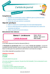 L’article de journal - Séquence complète - Production d'écrit : Primaire 2, 3 - PDF à imprimer