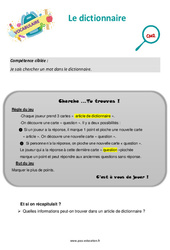 Dictionnaire - Séance découverte à manipuler : Primaire 5 - PDF à imprimer