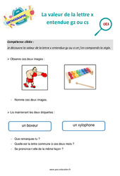 La valeur de la lettre x entendue gz ou cs - Séance découverte à manipuler : Primaire 2 - PDF à imprimer