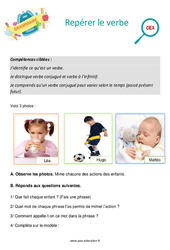 Repérer le verbe - Séance découverte à manipuler : Primaire 2 - PDF à imprimer