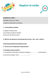Repérer le verbe dans une phrase - Séance découverte à manipuler : Primaire 2 - PDF à imprimer