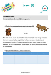 Le son [Z] - Séance découverte à manipuler : Primaire 4 - PDF à imprimer