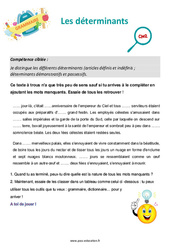 Les déterminants - Séance découverte à manipuler : Primaire 5 - PDF à imprimer