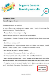 Le genre du nom - Fiches féminin/masculin - Séance découverte à manipuler : Primaire 2 - PDF à imprimer