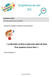 Graphèmes du son [in] - Séance découverte à manipuler : Primaire 3 - PDF à imprimer