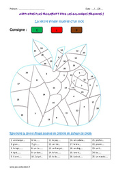 Lettre finale muette d’un mot - Coloriage magique : Primaire 5 - PDF à imprimer