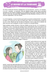 Le Bouvier et la Tisserande - Récit : Primaire 4, 5 - PDF à imprimer