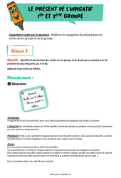Le présent de l’indicatif 1er ème groupe - Séquence - Fiche de préparation : Primaire 4 - PDF à imprimer