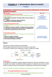 L’alimentation dans le monde - Cours : Secondaire 1 - PDF à imprimer