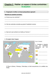 Habiter un espace à fortes contraintes - Examen Evaluation avec les corrections : Primaire 6 - PDF à imprimer