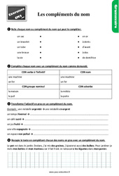 Les compléments du nom avec les corrections - Exercices, révisions : Primaire 5 - PDF à imprimer