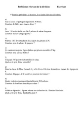 Problèmes relevant de la division - Exercices - 1 : Primaire 3 - PDF à imprimer
