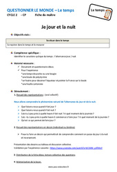 Jour - Nuit - Séquence - Fiche de préparation : Primaire 1 - PDF à imprimer