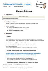 Mesurer le temps - Séquence - Fiche de préparation : Primaire 1 - PDF à imprimer