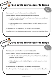 Outils pour mesurer le temps - Cours, Leçon : Primaire 1 - PDF à imprimer