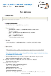 Saisons - Séquence - Fiche de préparation : Primaire 1 - PDF à imprimer