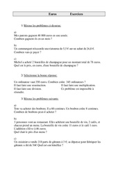 Problèmes - Les euros - Exercices - 1 : Primaire 4 - PDF à imprimer