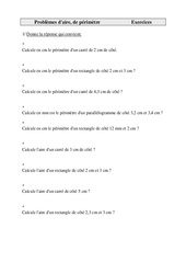 Problèmes d'aire, de périmètre - Exercices - 2 : Primaire 4 - PDF à imprimer