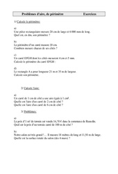 Problèmes d'aire, de périmètre - Exercices - 1 : Primaire 4 - PDF à imprimer