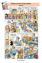 Seule à la récré d’Ana & Bloz - Travail sur l’image - Bande dessinée : Primaire 3 - PDF à imprimer